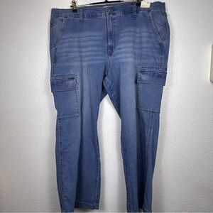 Vintage America Women's Cargo Blue Denim Jeans Plus Size Stretch 20W
